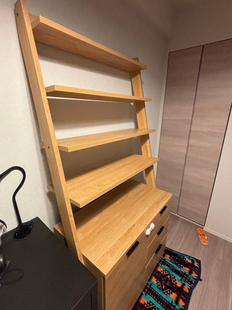 【値下げ】木製ラック 4段棚 引き出し付き