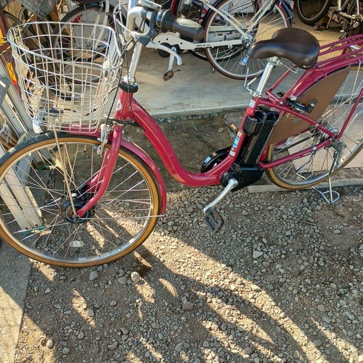 電動アシスト自転車 あか 前バスケット付き