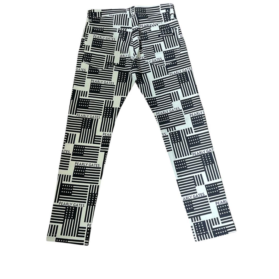 新品　PEARLY GATES アメリカ国旗柄パンツ　白　3 Mサイズ