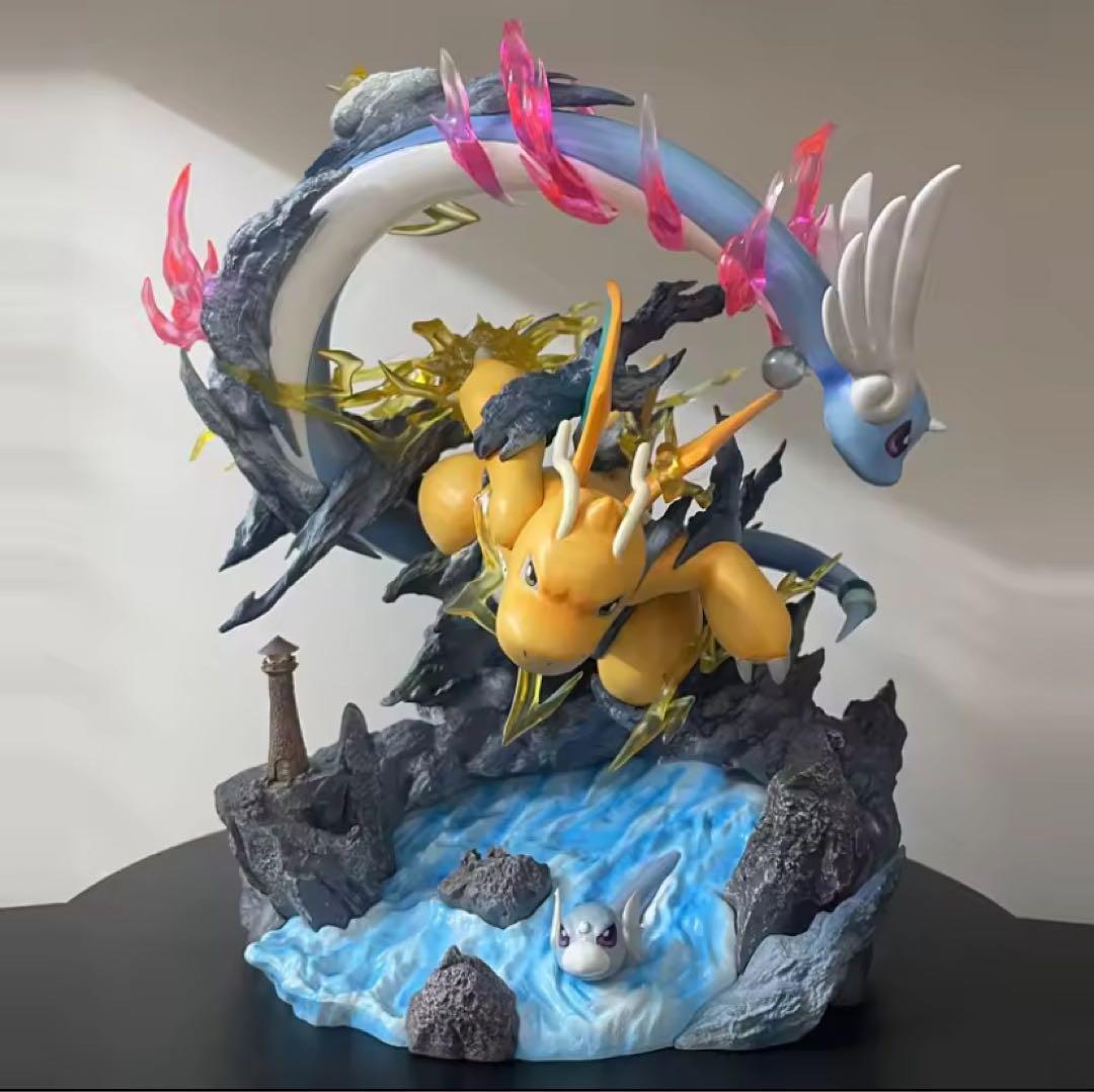 ポケモン カイリュー 三代進化系 ジオラマGK 発光装飾品モデル 約30cm 竜