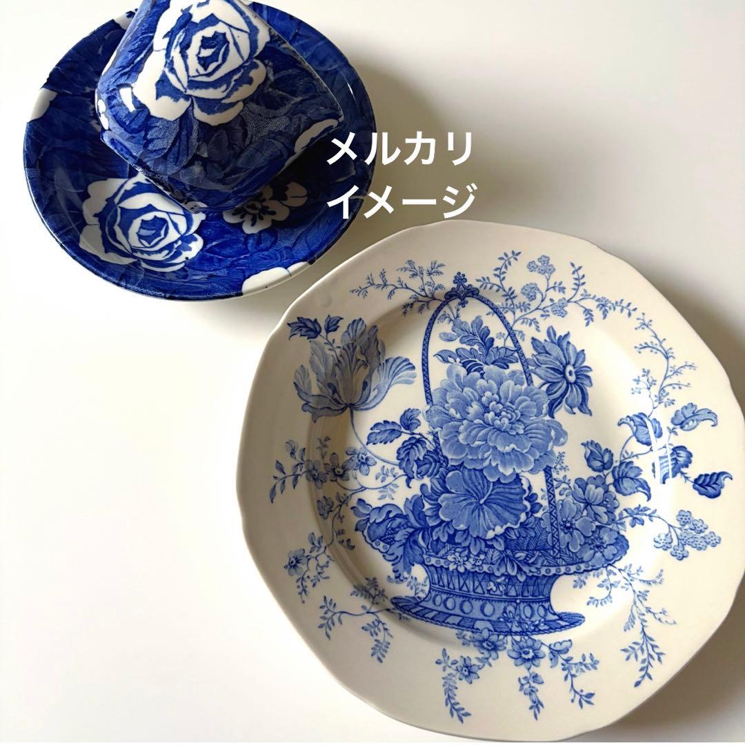 バーレイ シャーロット　プレートＳ　Burleigh ブルー＆ホワイト　希少