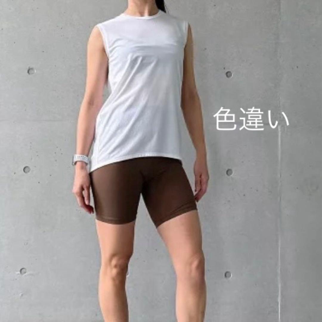ジュリエ ヨガウェア ロング丈 ノースリーブ プルオーバー Tシャツ 黒 ヨガ