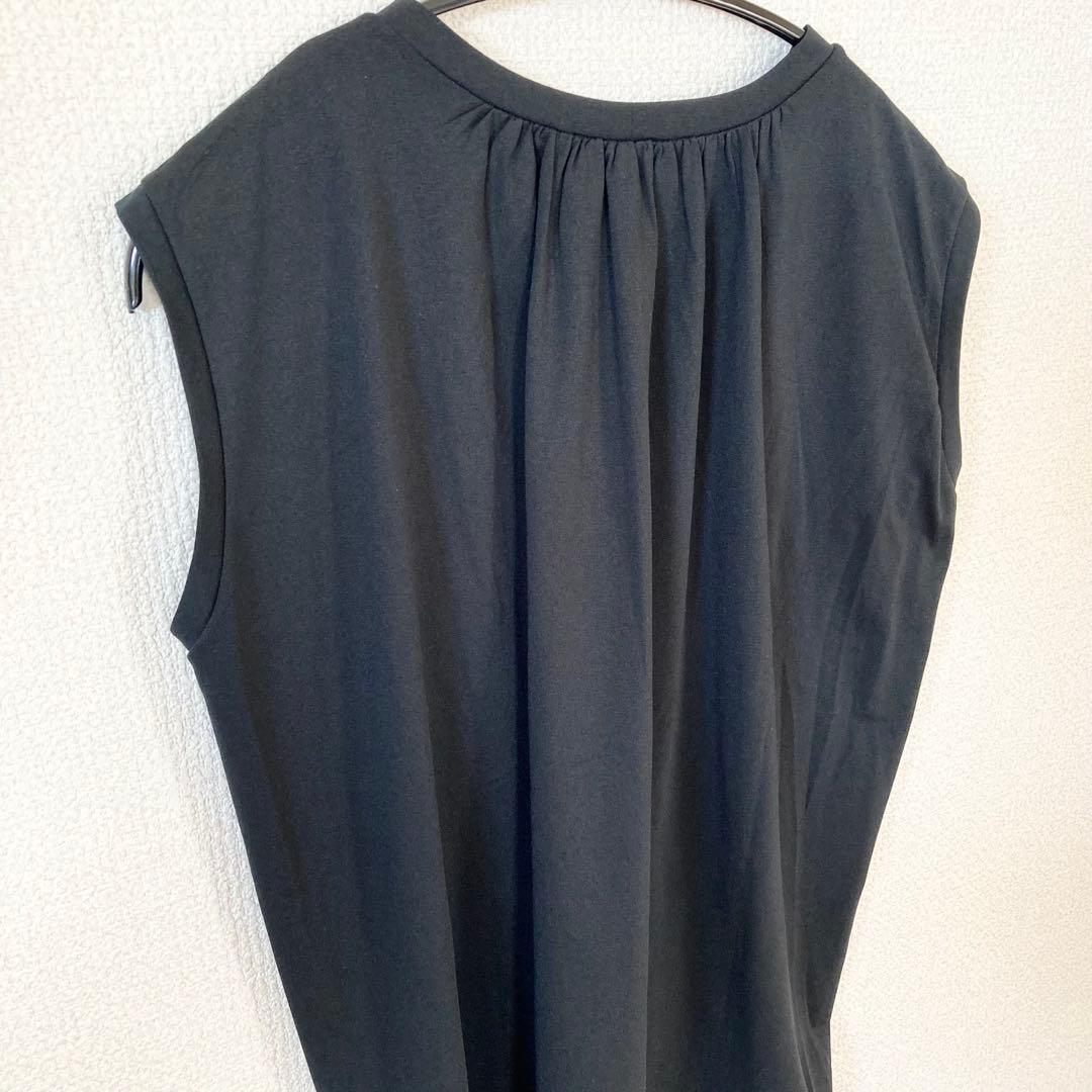 ジュリエ ヨガウェア ロング丈 ノースリーブ プルオーバー Tシャツ 黒 ヨガ