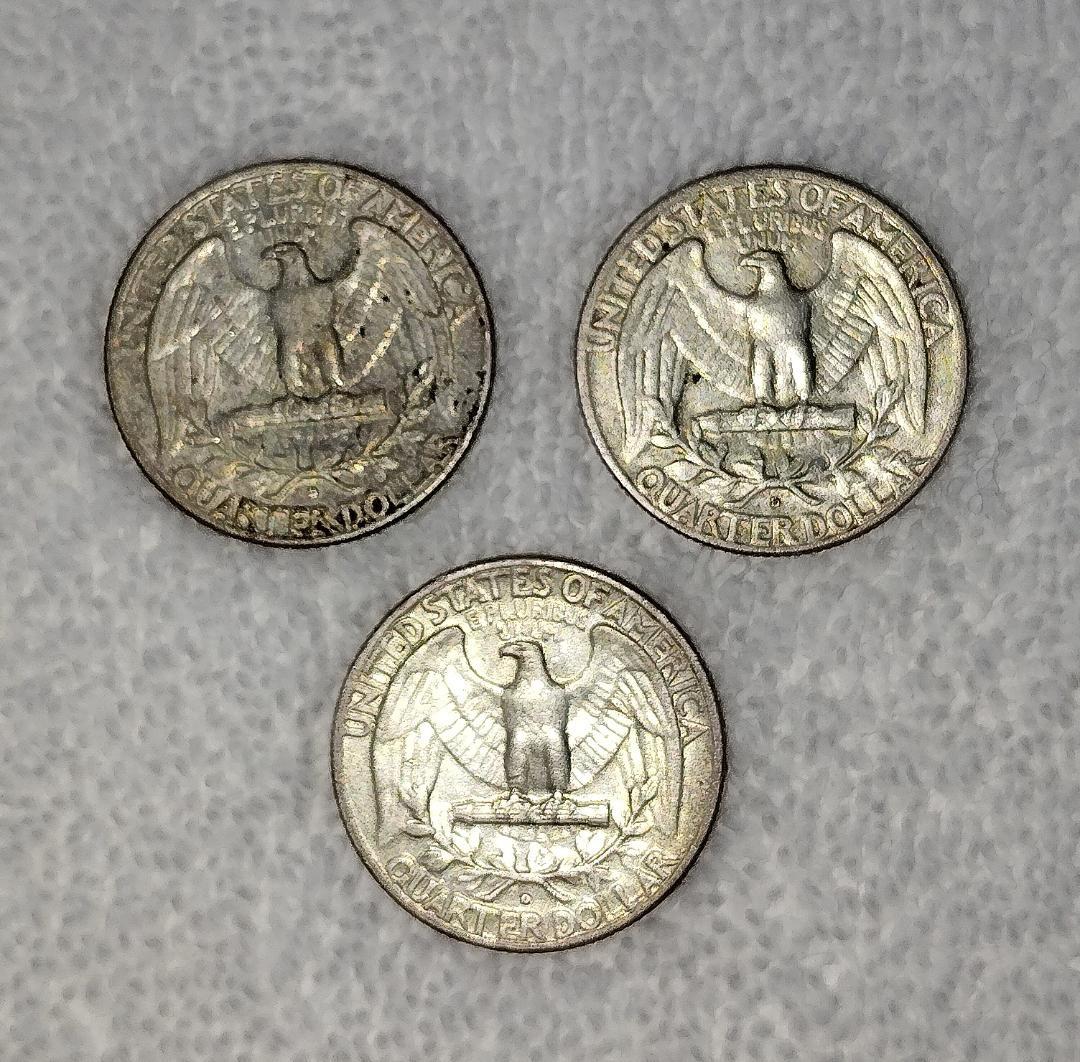 アメリカの銀貨ワシントン・クォータードル ３枚セット