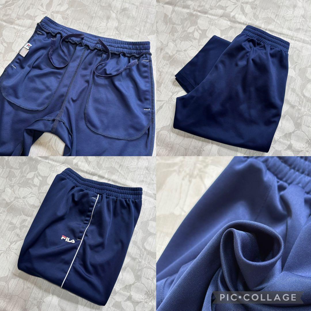 FILA ジャージ下　メンズM（ユニセックス可）　明るいネイビー　ブランドロゴ