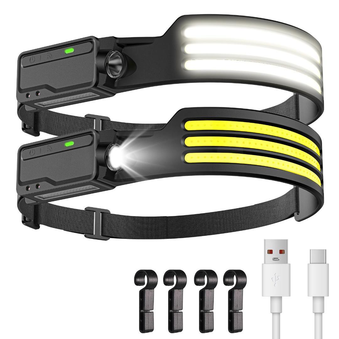 ヘッドライト 充電式 LED ヘッドランプ センサー付き COB&P8光源 超A