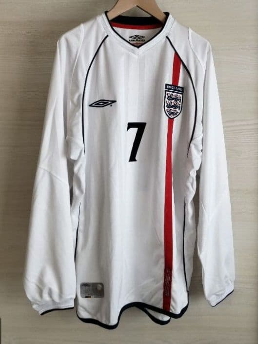 美品 イングランド代表 サッカー 長袖 ユニフォーム M ベッカム 7 アンブロ