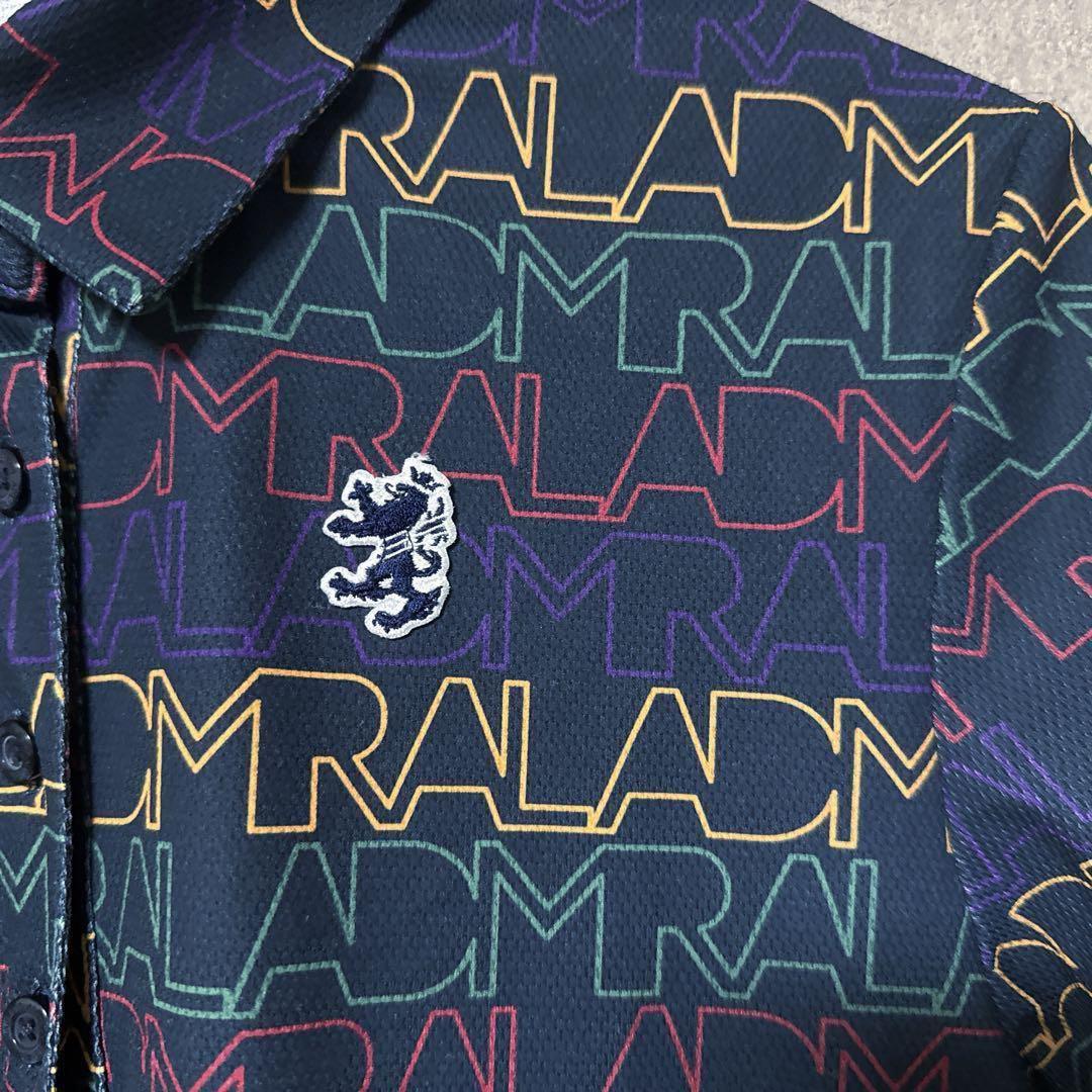 Admiral GOLF アドミラルゴルフ ポロシャツ 総柄 ネイビー L 半袖