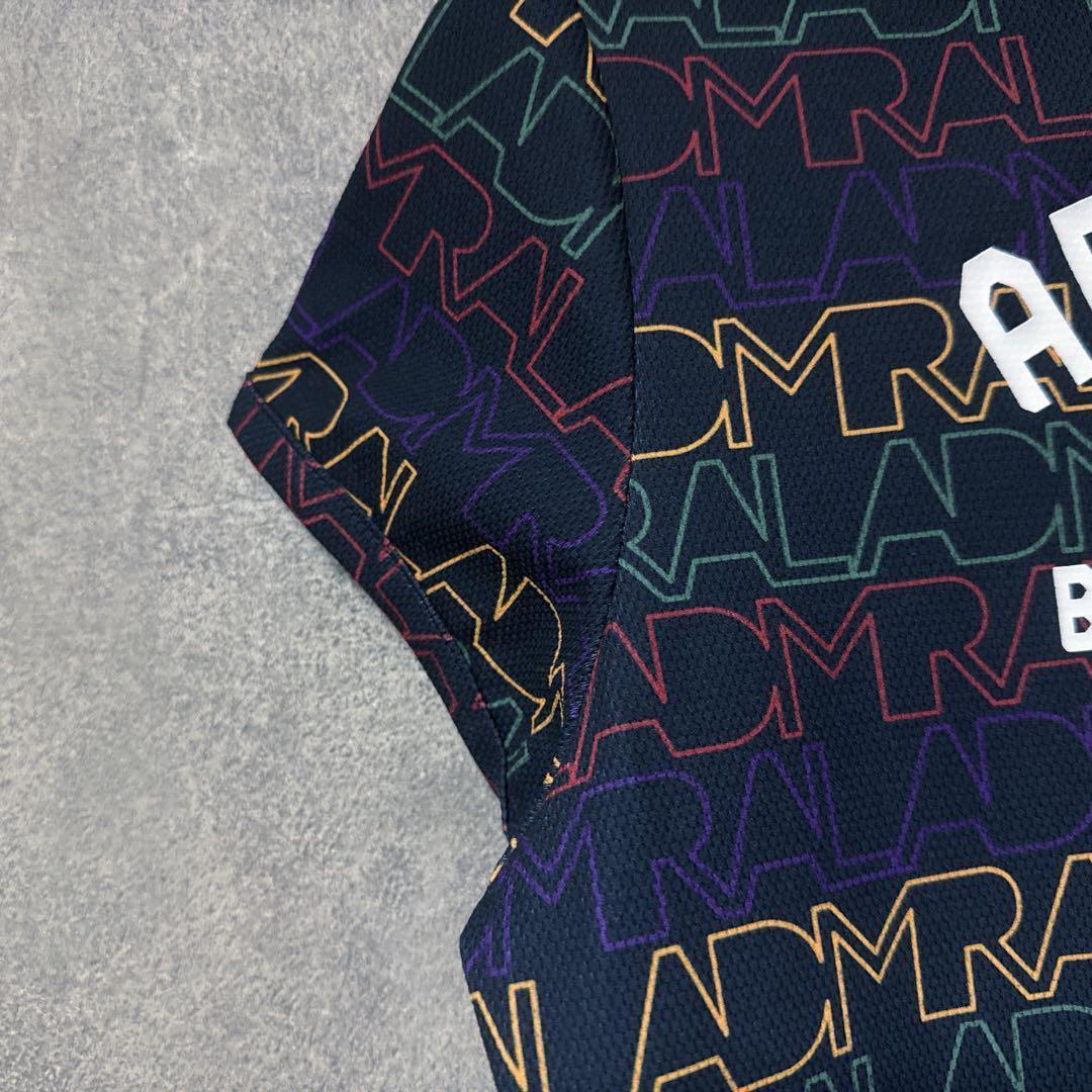 Admiral GOLF アドミラルゴルフ ポロシャツ 総柄 ネイビー L 半袖