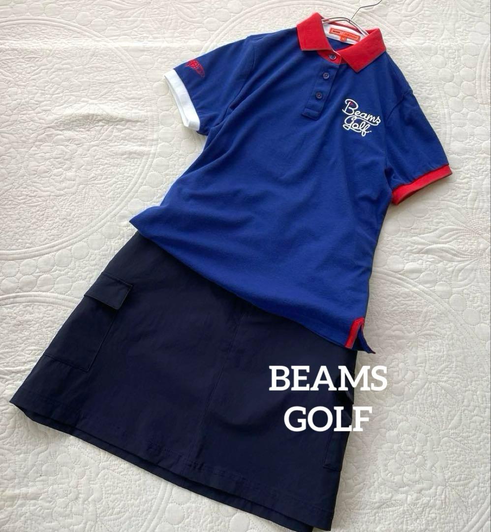 BEAMS GOLF 日本製　ゴルフ半袖ポロシャツ　トリコロールカラー