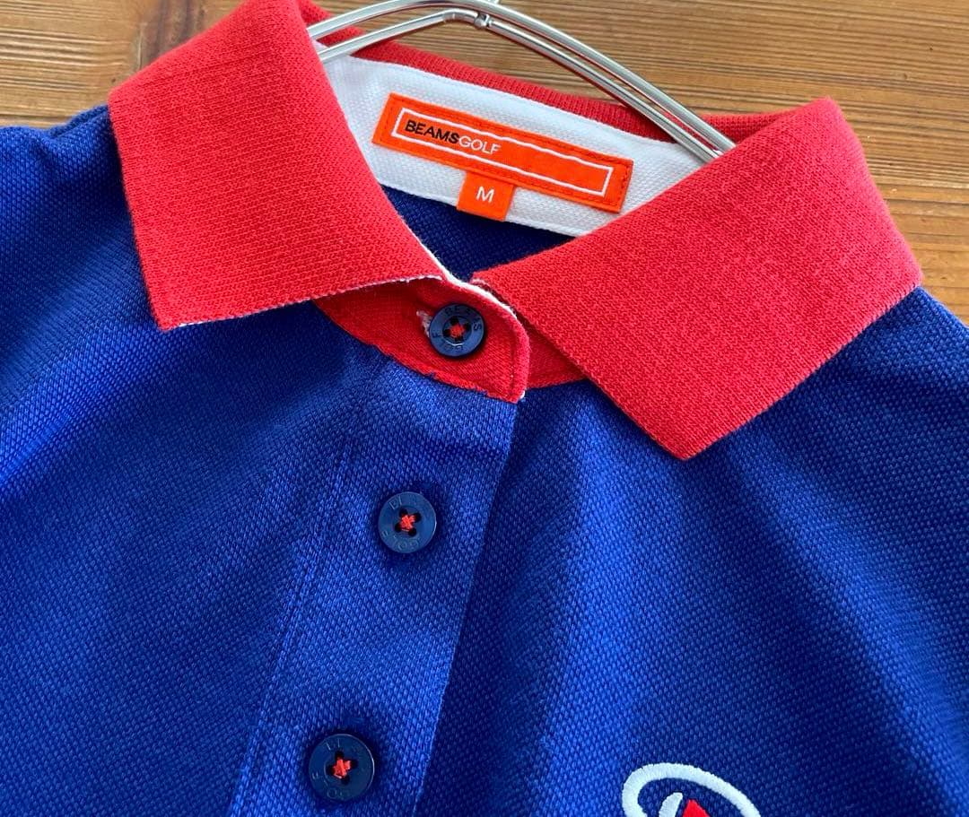 BEAMS GOLF 日本製　ゴルフ半袖ポロシャツ　トリコロールカラー