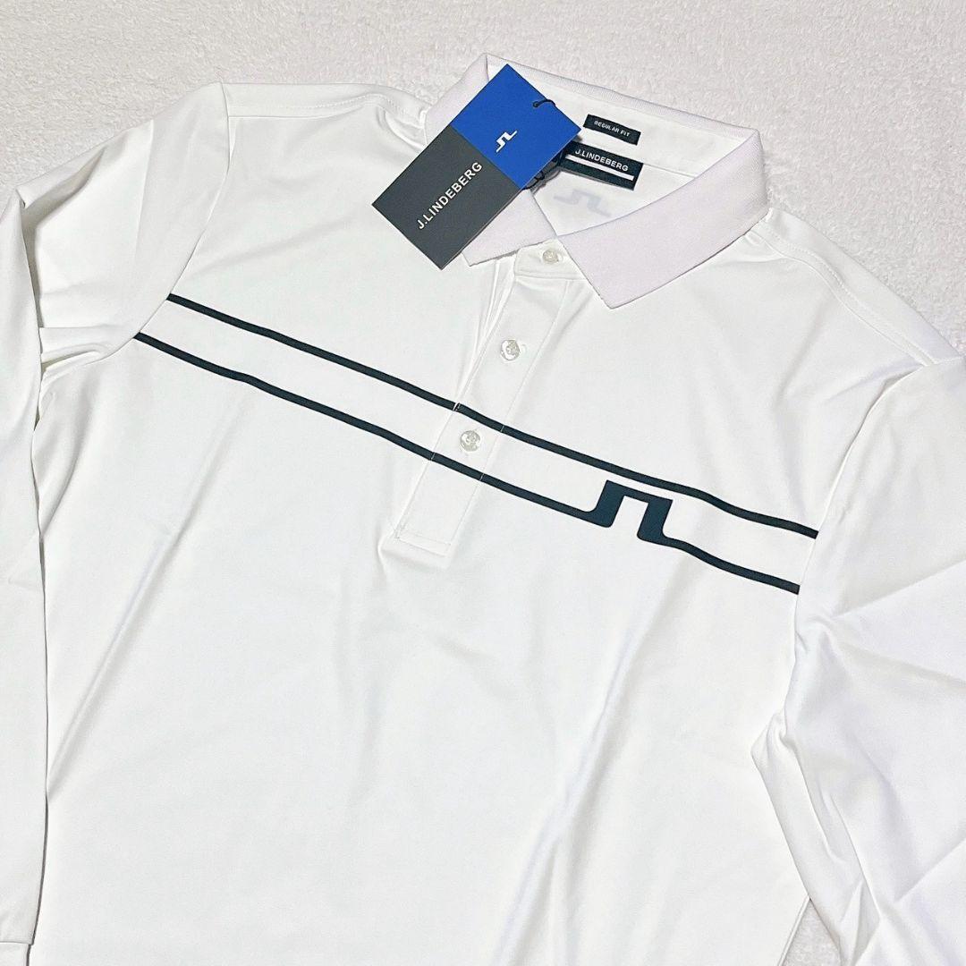 新品　J.LINDEBERG ゴルフ　長袖ポロシャツ　ホワイト　XL メンズ