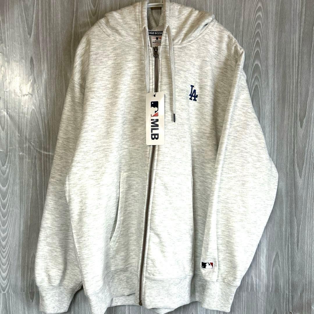 【新品 LL】MLB LA ドジャース　裏起毛　フルジップ　パーカー