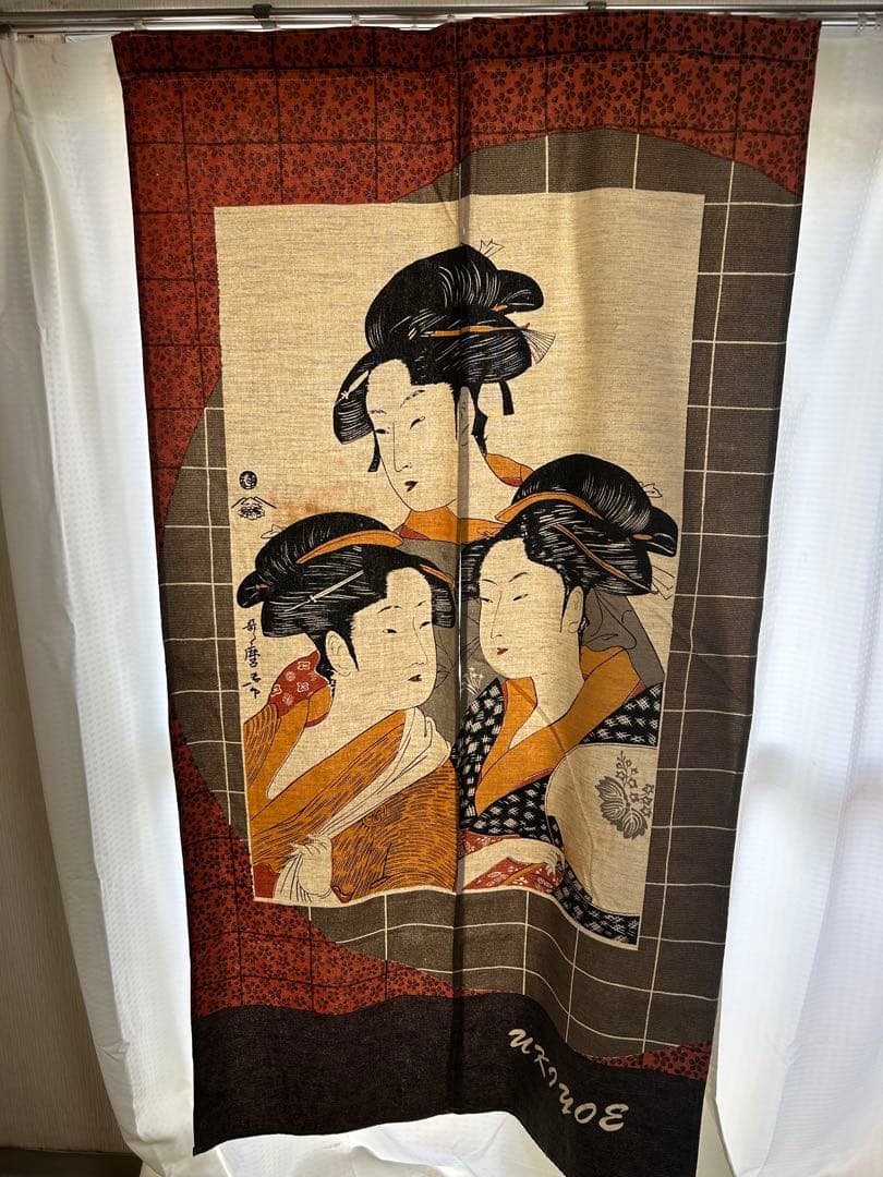 浮世絵暖簾・のれん　喜多川歌麿　「寛政三美人」