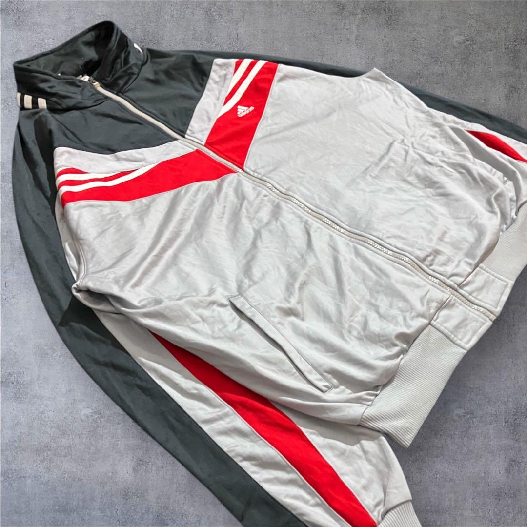adidas アーチ切替 トラックジャケット XL相当 3ストライプ アーチ切替