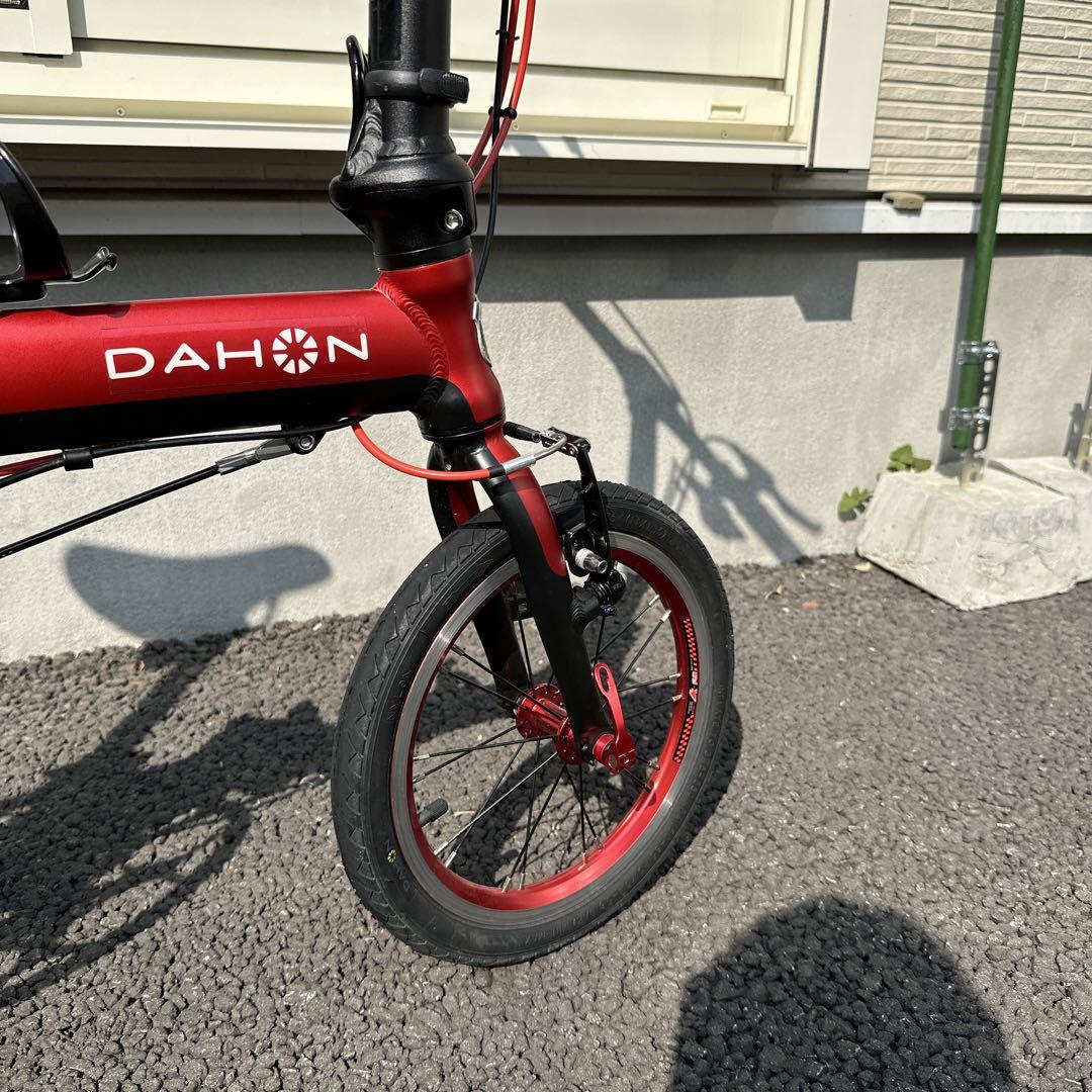 DAHON K3 赤黒カラー 純正ハンドグリップ　ライト付き
