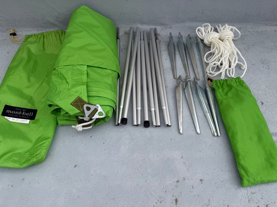 mont-bell MINI TARP HEXAGON 緑　ポール付き