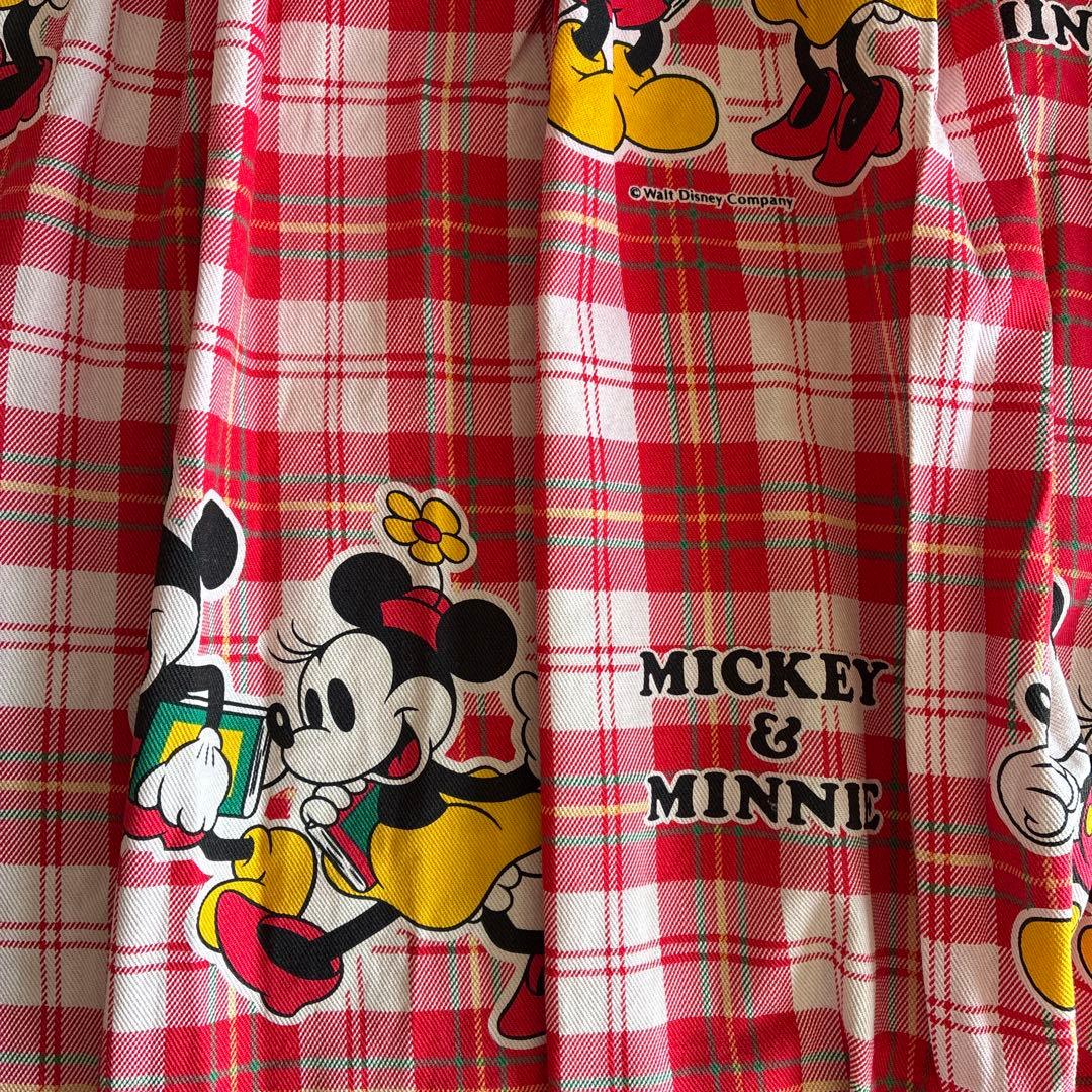 【レア】Mickey Mouse ドレープカーテン 赤チェック柄 2枚セット