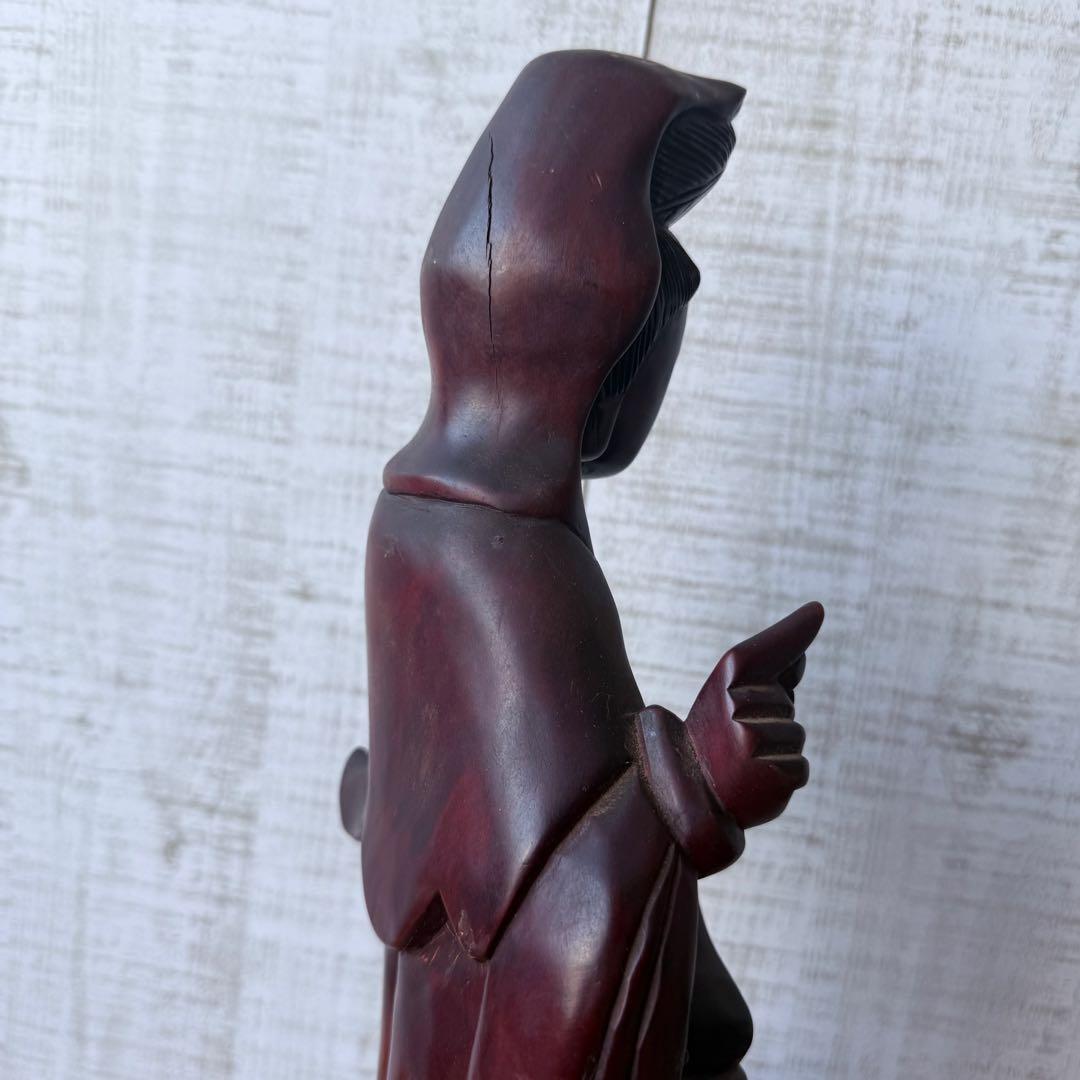 特大 45cm 木彫り 観音菩薩像 仏像 彫刻 骨董 レトロ