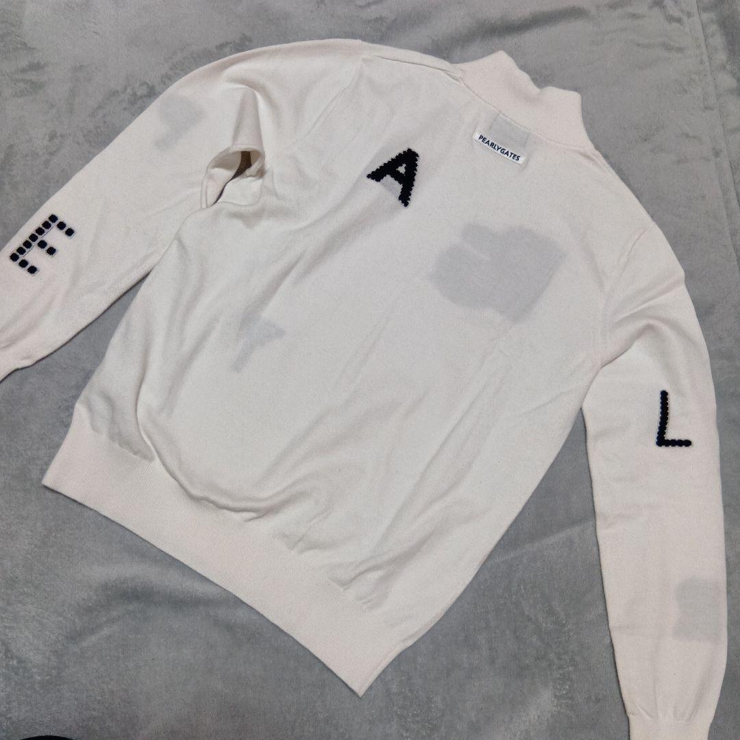 【美品】PEARLY GATES カシミヤタッチコットンハイネックニット 白