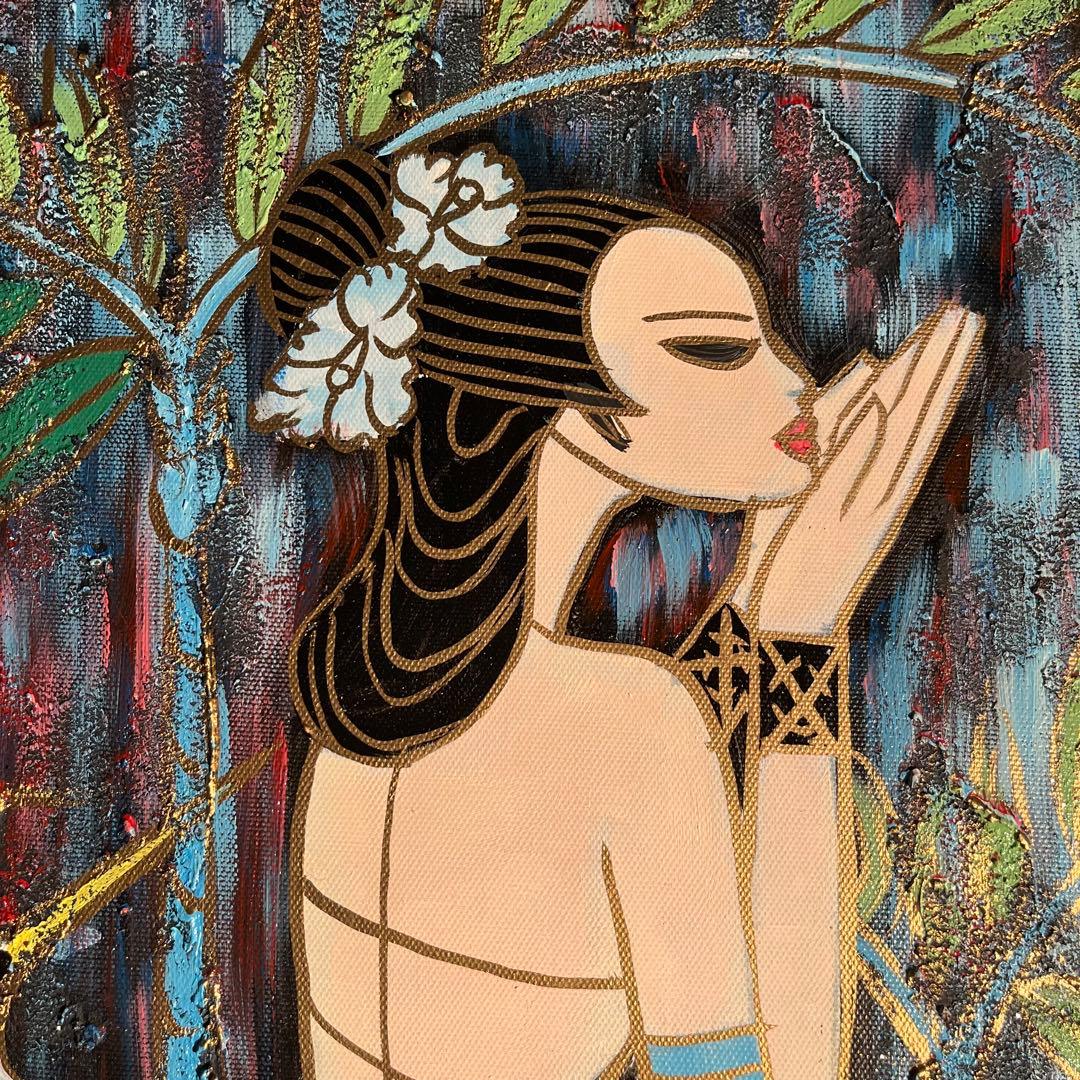 手書き油絵 オリエンタルレディ 絵画 インテリア 油彩画