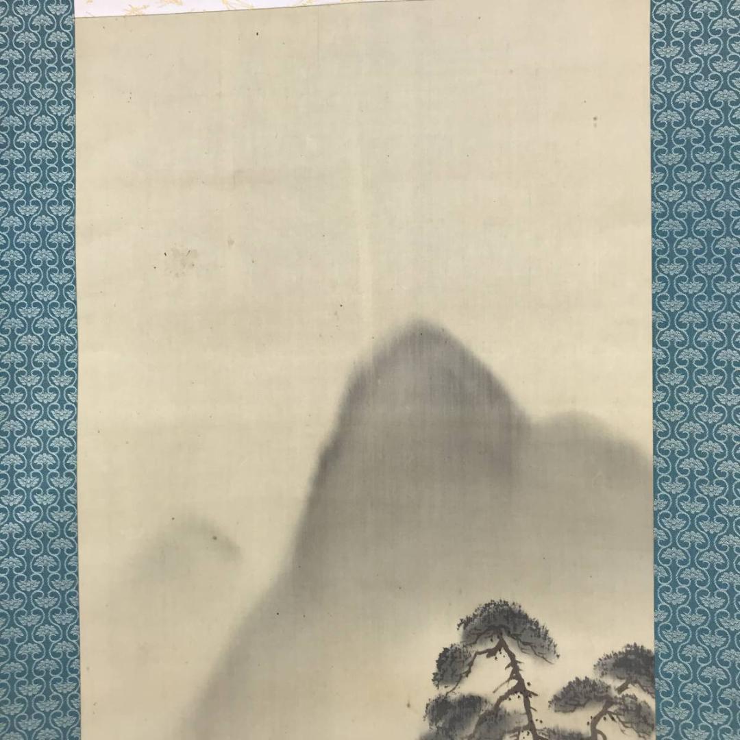 【真作】霞舟/桜花山水筏下り図/嵐峡/嵐山/山水図/掛軸/名家伝来/AB-731