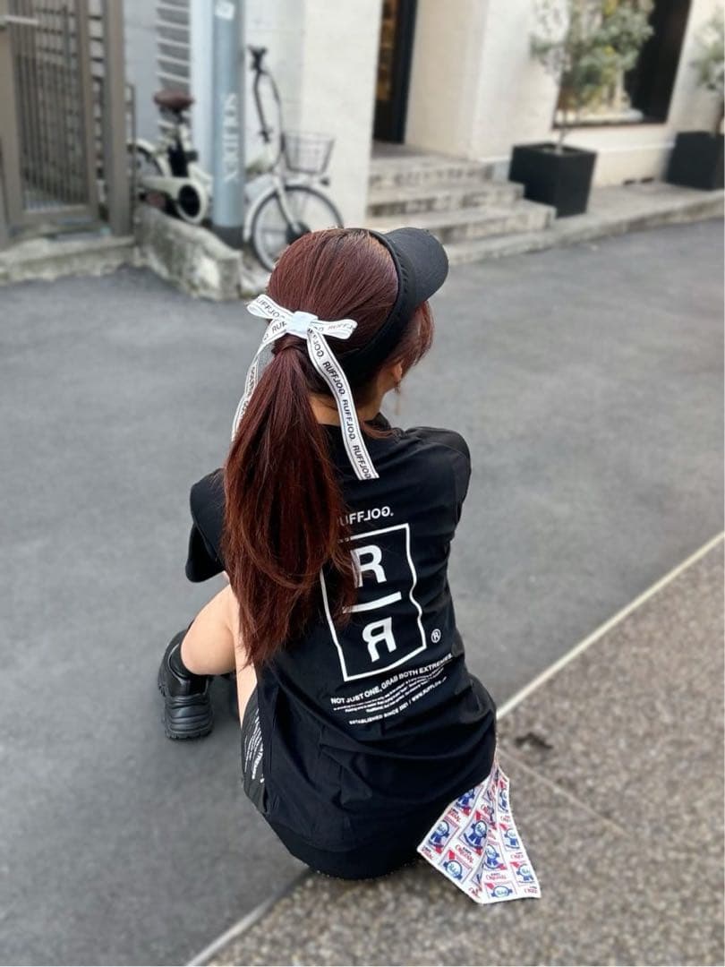 レディースウェア RUFFLOG R&R LOGO MOCK NECK SHIRTS BLACK