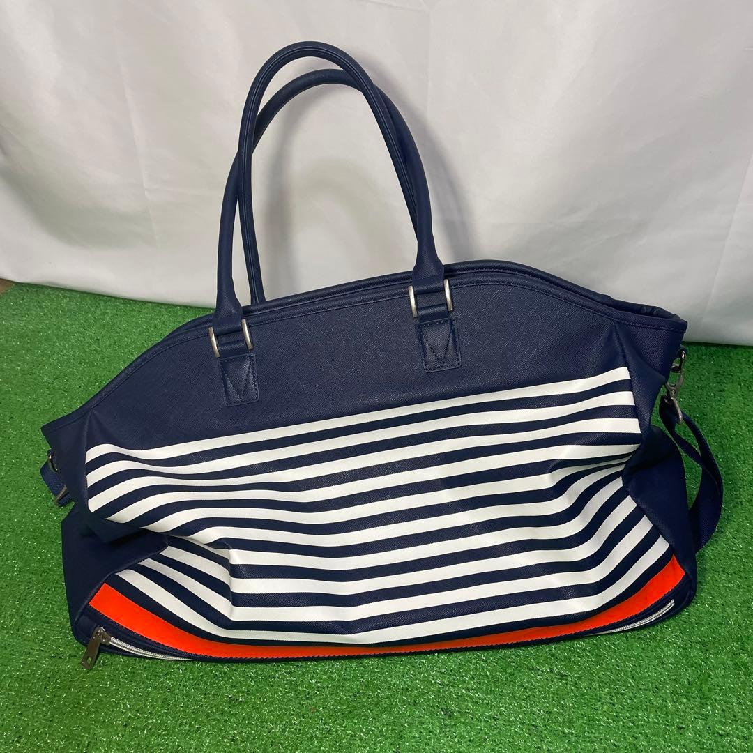 23区GOLF ボーダーボストンバッグ ネイビー×オレンジ　オンワード樫山