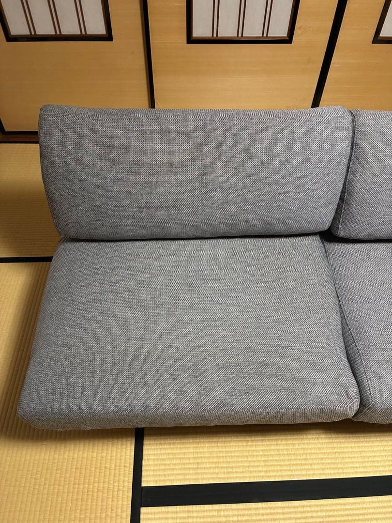 無印良品　ゆったり座れるアームレスソファ　３シーター　ポリエステル平織　グレー