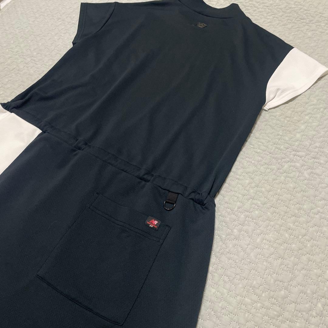 NEW BALANCE GOLF 半袖モックネックワンピース ブラックホワイト0