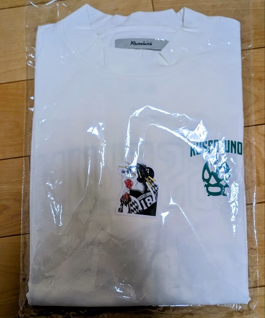 新品 ラッセルノ 半袖 モックネック サイズ4 ホワイト バックプリント ゴルフ