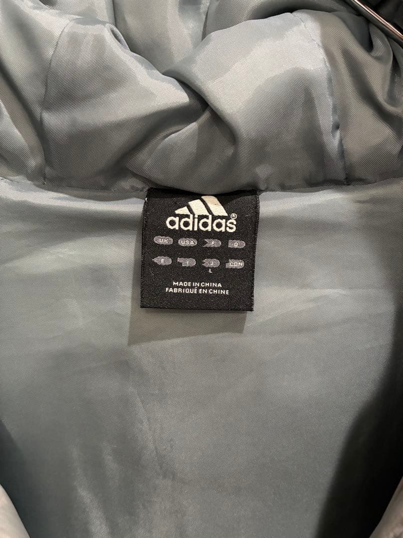 adidas アディダス ロングダウンコート シルバー L ベンチコート ダウン