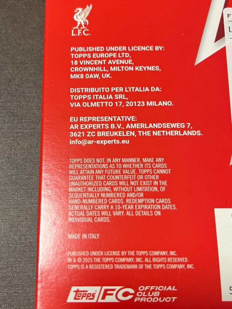新品未開封　リバプール TOPPS LFC Collector Tin カード
