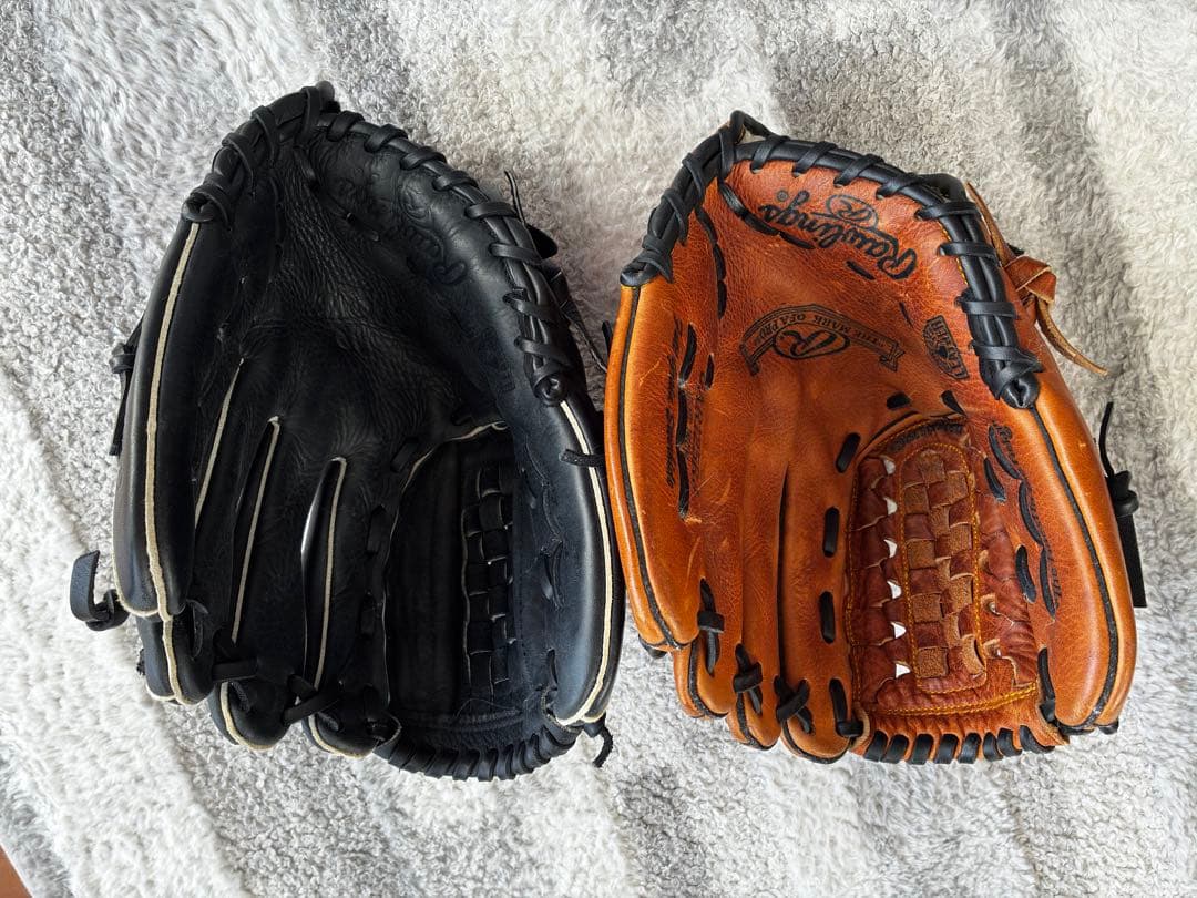 一般用Rawlings 野球グローブ ブラウン ブラック（2個セット）