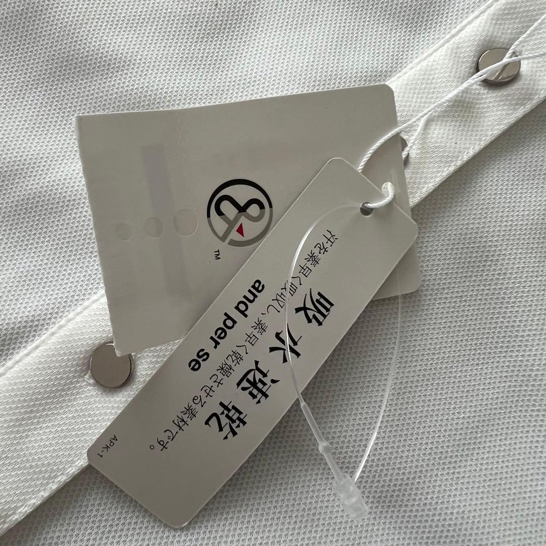 【新品】and per se アンパスィ　ワンピース　半袖　ゴルフ　ロゴ　柄　M