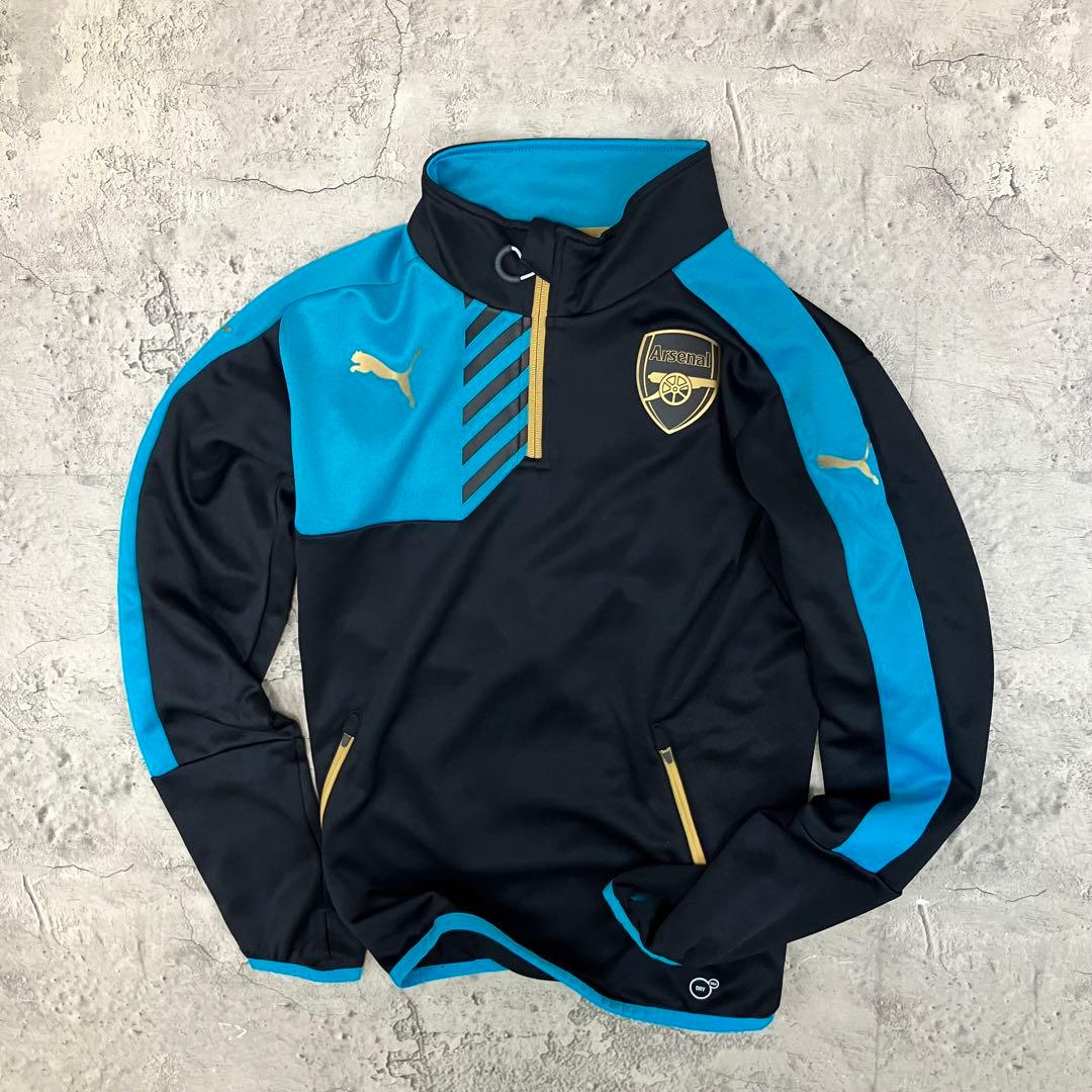 PUMA アーセナルFC 長袖トレーニングトップ 1/4ジップ 古着 ブラック