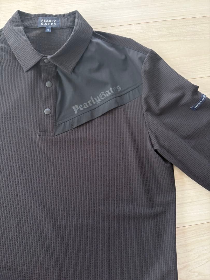 【新品】PEARLY GATES 6メンズ 長袖ポロシャツ　ブラック ゴルフ