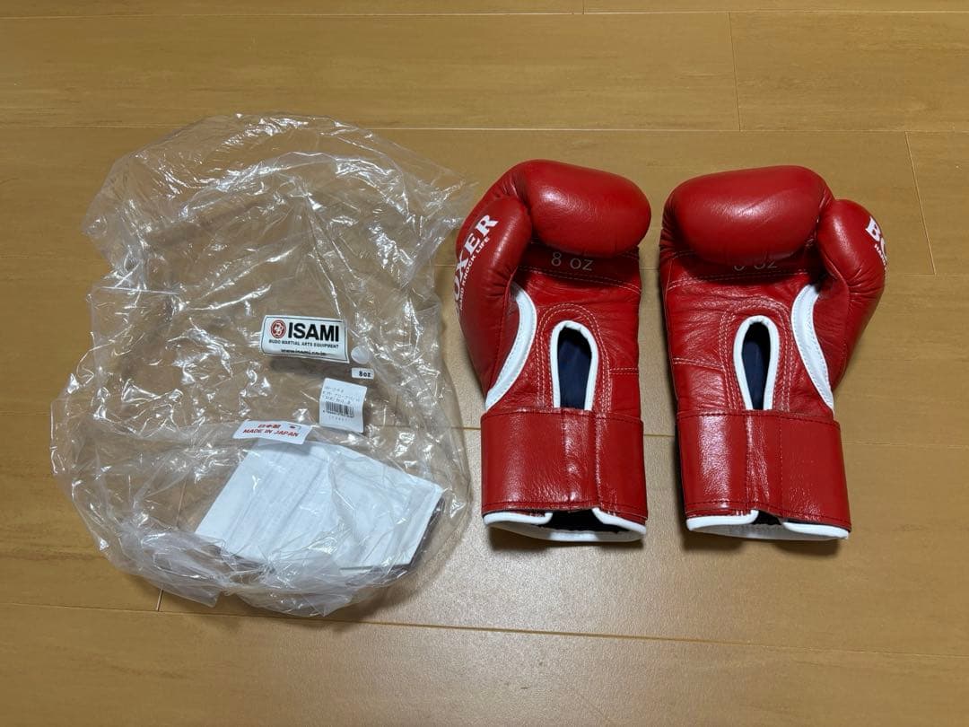 c*様 【美品】 ISAMI BOXER グローブ 8oz ベルクロ 赤 キーホ