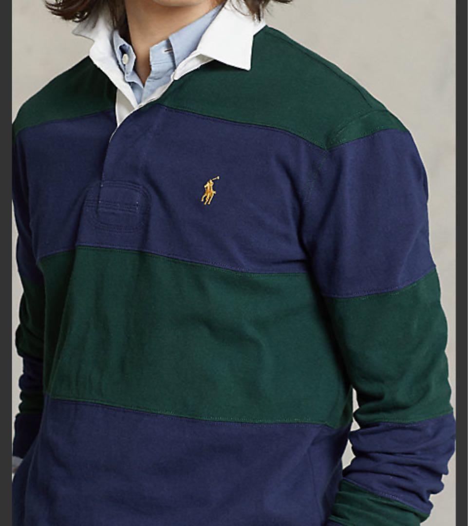 Ralph Lauren ラガーシャツ 緑と紺のストライプ