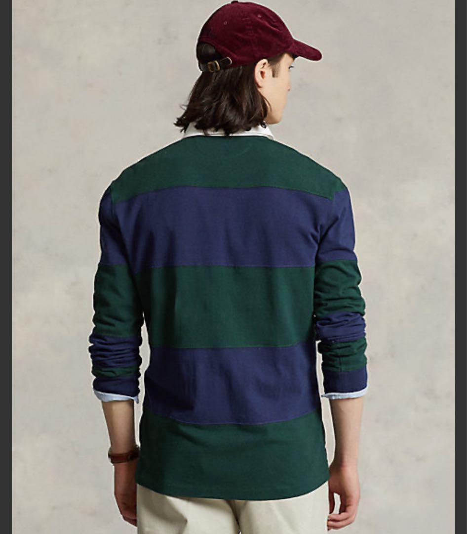 Ralph Lauren ラガーシャツ 緑と紺のストライプ