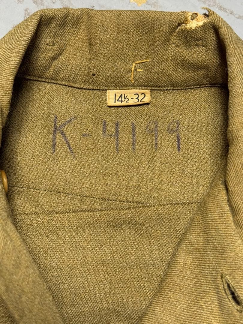 40s U.S.ARMY ミリタリーシャツ ウール ガスフラップ ヴィンテージ