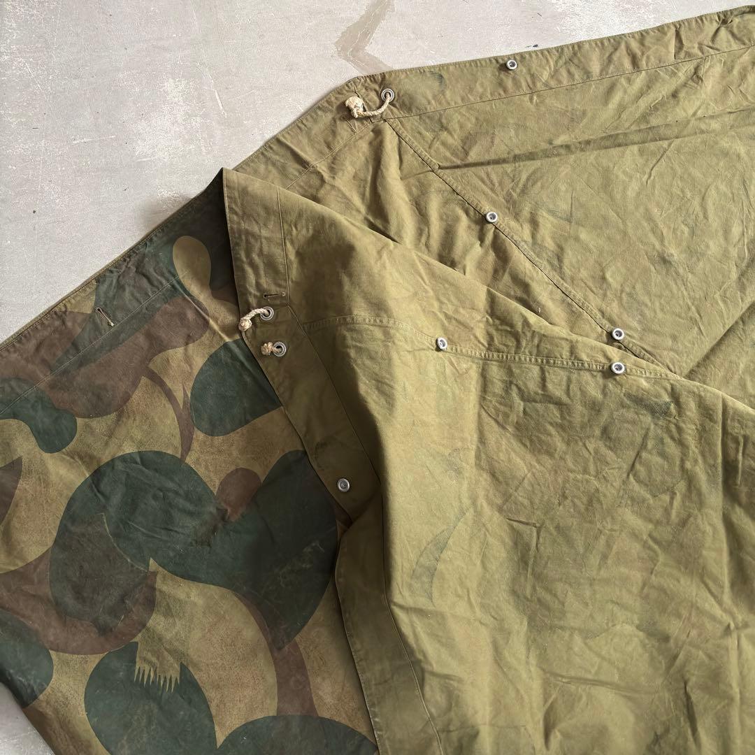 ⑧ベルギー軍実物 50s ブラッシュストロークカモ テント 軍幕 パップテント