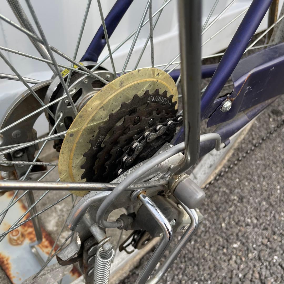 【都内/千葉市引取】ママチャリ 27インチ自転車 カゴ/鍵/ライト付