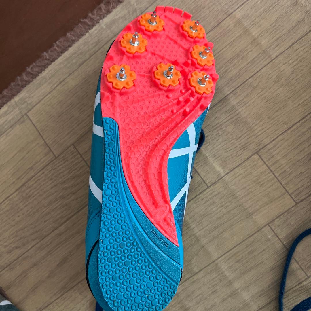 ASICS スパイクシューズ 22.5cm 青/オレンジ
