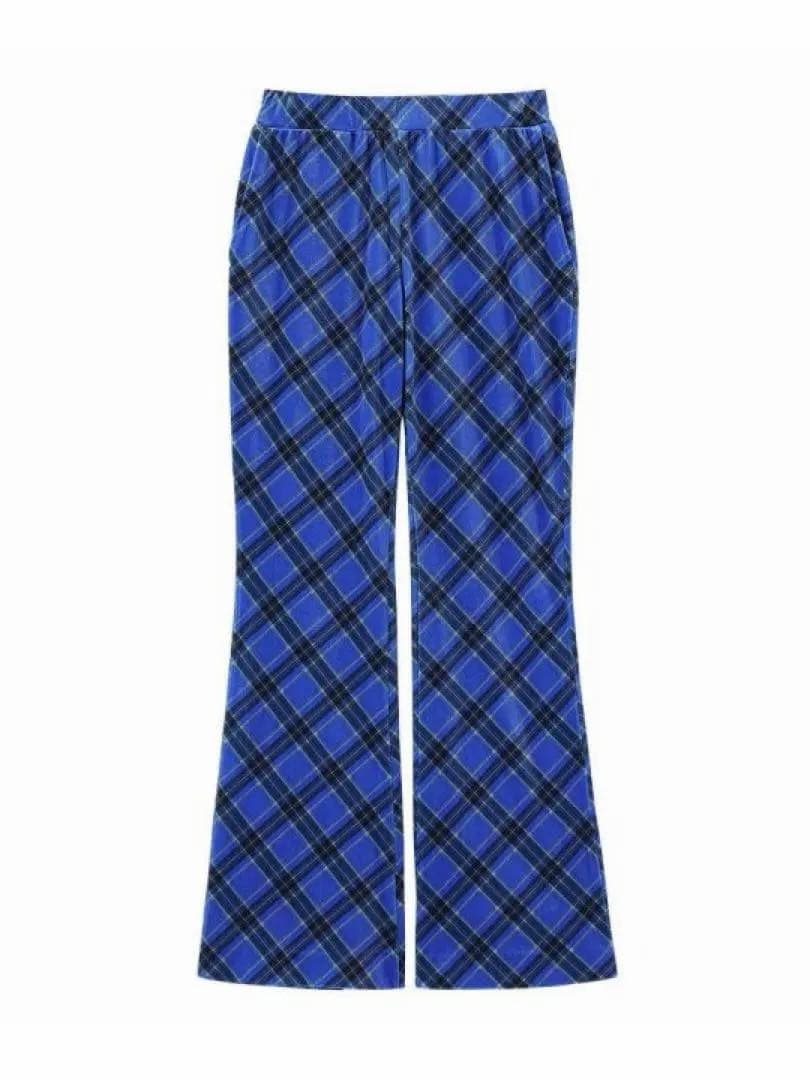 【新品】あいみょん着用X-girl チェック柄フレアパンツ　希少　色違いブルー