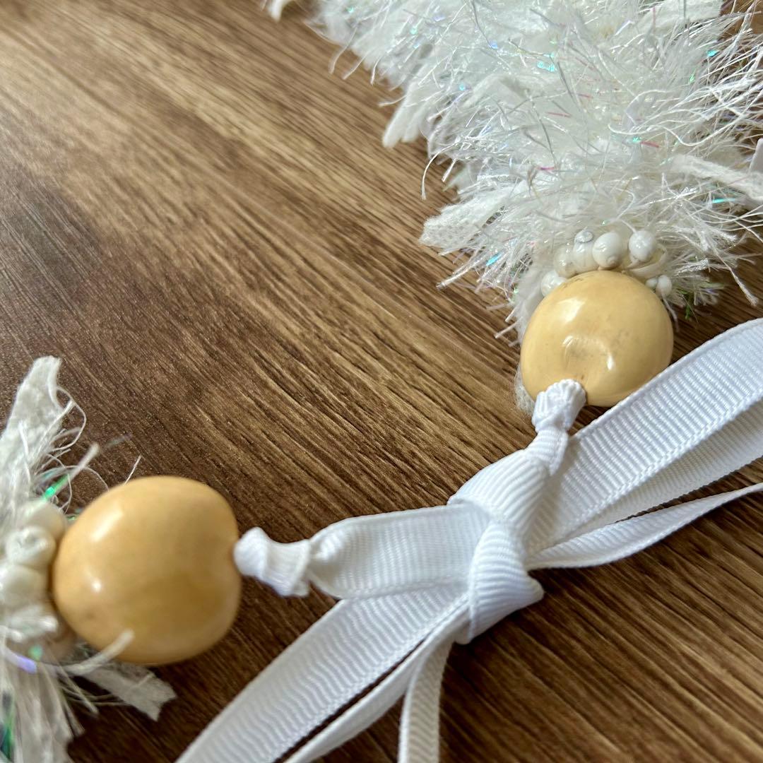 新品　フラダンスレイ ハワイアンリボンレイ ウエディング 白 羽 クリスマス