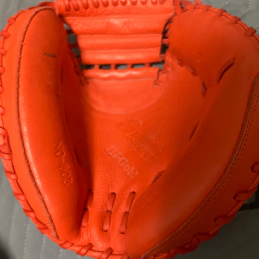 ハイゴールド　キャッチャーミット 一般軟式用 右投げ　カラーオレンジ