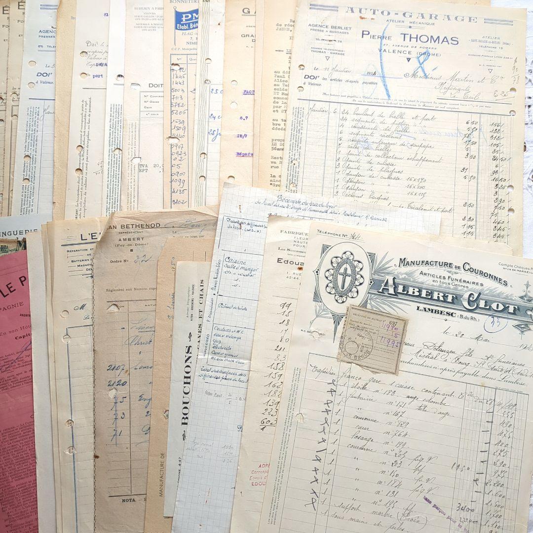 ひ*わ様 90点②フランス 紙もの アンティーク 請求書 ジャンクジャーナル 蚤