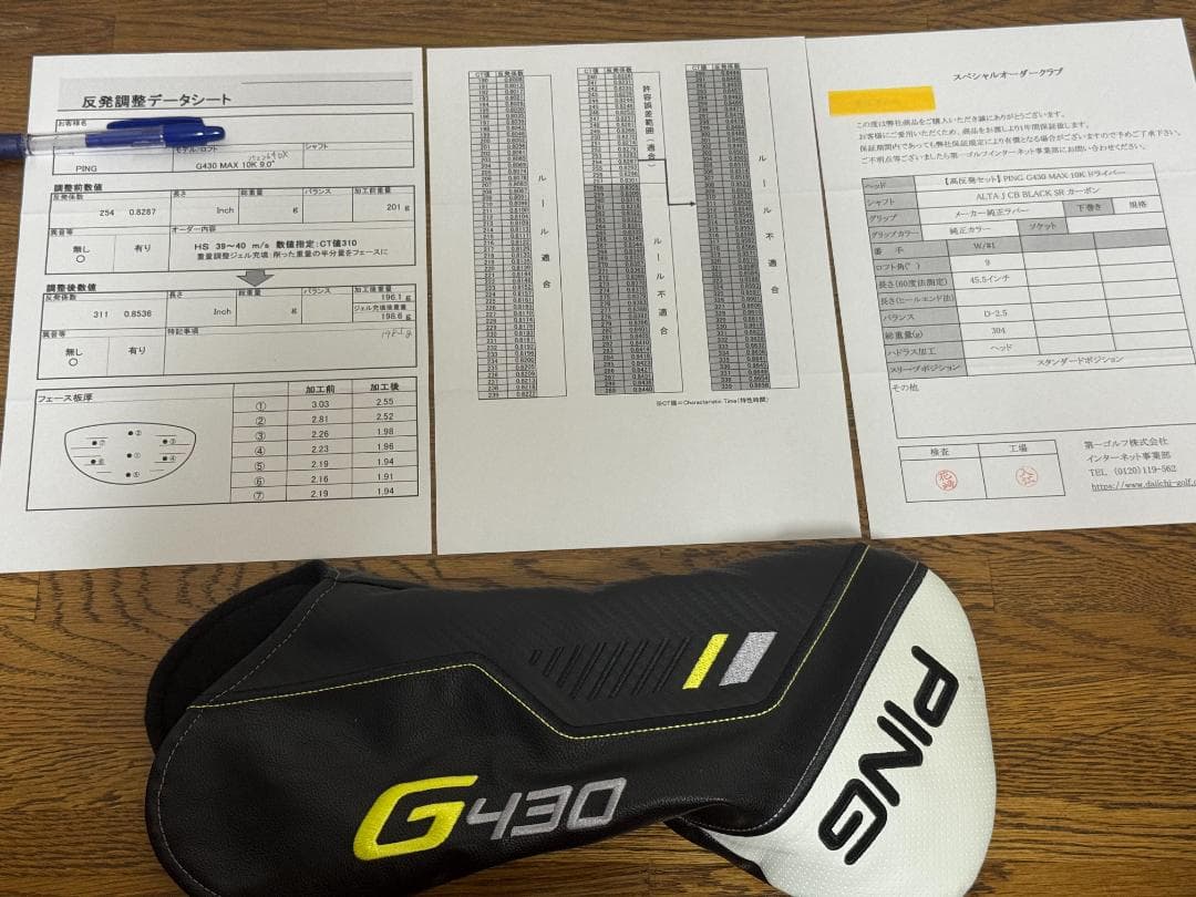 高反発加工 PING G430 MAX 10K 9度 ヘッド CT311！