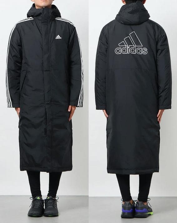 新品半額 15400円を アディダス ベンチコート ロングBLKブラック M